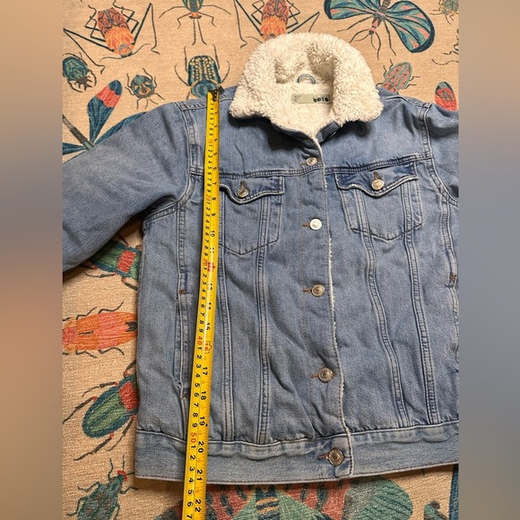 Topshop Blue and White Sherpa-Lined Jean Jacket - Picture 3 of 4